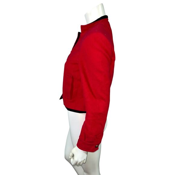 HARVE BENARD red cropped wool jacket size 6 - Picture 2 of 9